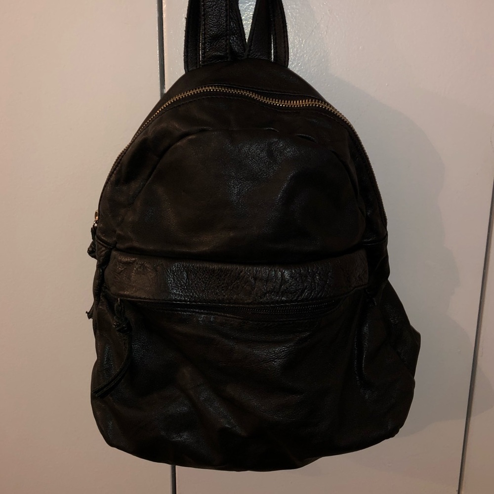 TANO Black Leather Backpack